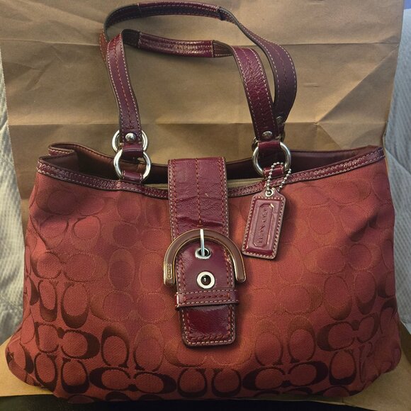Coach SOHO Signature Tote Bag (Crimson) - Picture 1 of 7